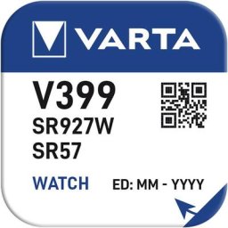 Micro pile bouton Varta silver sr57 - v399 1,55v (emballage1 unit) ø9,5x2,73mm