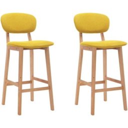 Tabourets de bar lot de 2 jaune moutarde tissu