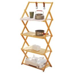 Table De Pique-Nique Portable En Bois Trois Couches Étagères Pliables