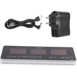 Horloge murale numérique à led avec calendrier et température eu Plug 110-240V (semaine de