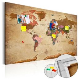 Tableau en liège - World Map: Brown Elegance [Cork Map] 90x60