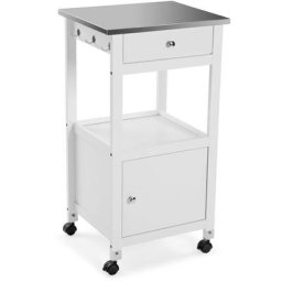 Versa - Osijek Chariot de cuisine sur roulettes, Fruitier, 88x40x47cm - Blanc et marron