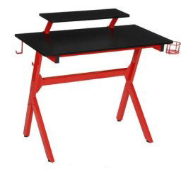 Bureau gaming table gamer bureau informatique avec 2 crochets porte-gobelet 95 x 50 x 88 cm noir