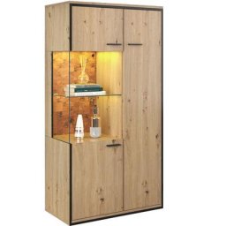 Vitrine moderne avec éclairage led - 150Hx78Bx40Tcm - porte en verre, étagères multi-usages, 15