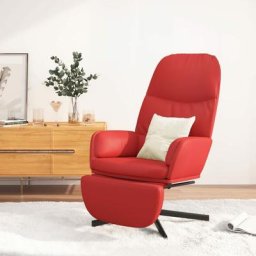 Chaise avec tabouret | Chaise de relaxation Bordeaux Similicuir | Chaise de salon 83638 - Rouge