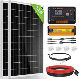 Eco-worthy - 240W 12V Kit panneau solaire avec contrôleur de charge 30A,onduleur 600W 12V pour