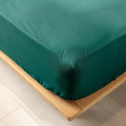 Douceur D'intérieur - Drap housse en coton bio pour lit queen size Biolina - Vert emeraude - 160 x