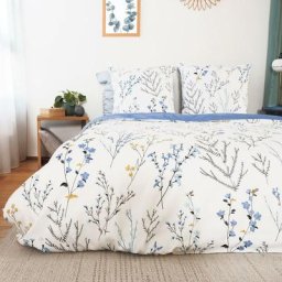Parure de lit satin de coton fanille 260x240 cm - Blanc