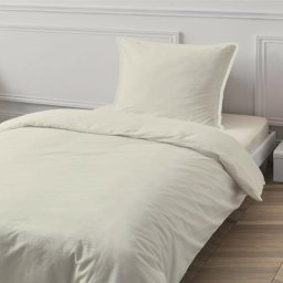 Housse de couette unie coton 57 fils beige ivoire 140x200cm coton unis - ivoire
