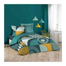 Housse de couette 240 x 220 cm 100% coton 42 fils Gemma - Bleu