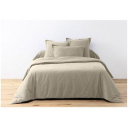 1001kdo Hygiene&beaute - Housse de couette + 2 taies 200 x 200 cm Passion beige
