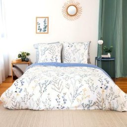 Parure de lit satin de coton fanille 240x220 cm - Blanc