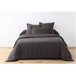 1001kdo Hygiene&beaute - Housse de couette + 2 taies 200 x 200 cm Passion anthracite
