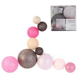 Guirlande Boule 10 Led Multi-taille Rose 192cm - rose fushia gris marron beige
