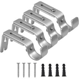 4 Pièces Tringle à Rideaux Support Murale (Argent), Réglable Support de Tringle à Rideaux pour