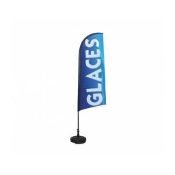 Drapeau glaces de dimensions 225 x 85 cm avec son kit socle plastique et mât - Multicolore