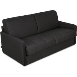 Canapé convertible 3 places louna slim en tissu gris anthracite ouverture express - noir
