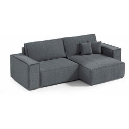 Martina mini - Canapé d'angle convertible et réversible avec coffre en velours côtelé gris