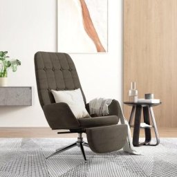 Chaise de relaxation Fauteuil relax - et repose-pied Gris foncé Tissu microfibre Bonnevie 18094
