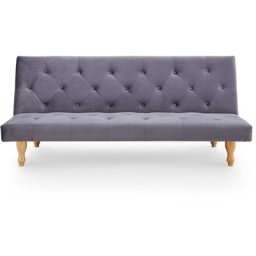 Deco In Paris - Banquette clic-clac convertible en velours gris 3 places jason - gris