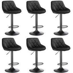 Lot de 6 Tabourets de bar, Chaises de comptoir, hauteur réglable et pivotant, avec dossier et siège