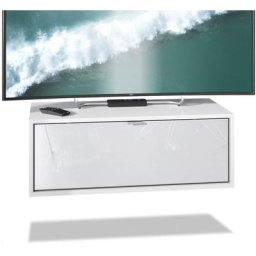 Meuble de tv Armoire suspendue Lowboard Lana 80 blanc mat - haute brillance - Façades en Blanc