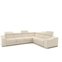 Canapé d'angle convertible réversible en velours côtelé beige LEONIE - beige