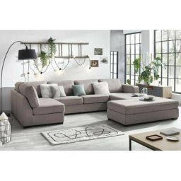 Canapé panoramique convertible Bobochic Canapé panoramique convertible mega avec pouf Angle droit