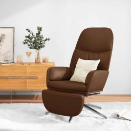 Chaise de relaxation Fauteuil relax - et repose-pied Marron brillant Similicuir Bonnevie 30841