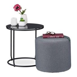 D'appoint avec Tabouret,ottomane, Table Basse avec Pouf, Peu encombrant, HxD 40x40 cm, Noir et