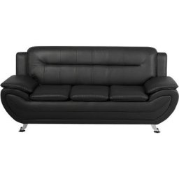 Canapé Design 3 Places en Cuir pu Noir Convenable pour Chaque Salon Moderne Beliani Noir