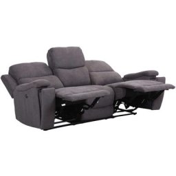 Canapé relax électrique 3 places en tissu gris charlie - gris