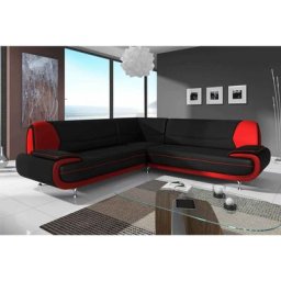 Canapé d'angle design noir et rouge MARITA XL - noir rouge