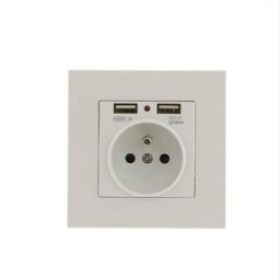 Lot de 2 Prises Murales, Prise Electrique Murale avec Double usb 5V/2100mA, Prise Encastrable avec