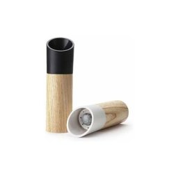 Lot de 2 moulins à sel et poivre avec salière et poivrière noire et blanche avec grossièreté