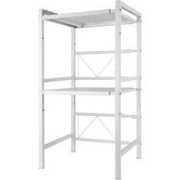 Meuble Rangement de Cuisine Support Four Micro-Ondes avec 2 Niveaux Extensible en Hauteur & Largeur