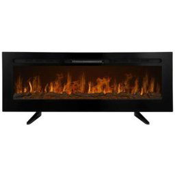 Cheminée Electrique Noire led 127cm Feu Eclairé Silencieux Chauffage 15-35°C 12 Couleurs de Flammes