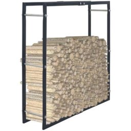 Portant de Bois de Chauffage Acier Panier Porte-b?ches Range b?ches vertical avec étagère pour