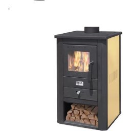 Poele a' bois mode'le 'pallade' 13kw couleur noir et ivoire en acier avec porte de ventilation