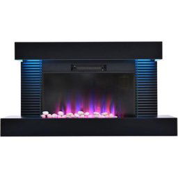 Cheminée électrique avec chauffage, Poêle cheminée murale, Télécommande 1000W/2000 w électrique,