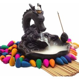 Porte-encens Dragon Brûleur d'Encens Artisanal en Céramique avec 40 Pcs Cônes d'Encens et 50 Pcs