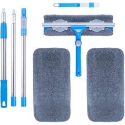 3-en-1 Nettoyeur de Raclette Vitre Kit(31CM) avec Manche Telescopique,Extensible Balai Lave vitre