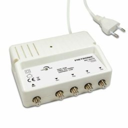 Amplificateur répartiteur blindé réglage de gain/4 sorties fiche f - Blanc