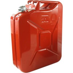 Jerrican métallique 20 litres. Peinture extérieure à la poudre de couleur rouge. Traitement