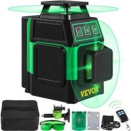 VEVOR Niveau Laser Autonivelant Laser Rotatif Vert 8 Lignes Croisees 2 x 360°