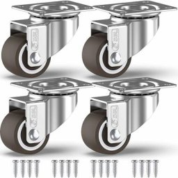 Roulette 4 roulettes pivotantes pour meubles sans frein + vis - 33 mm à 40 kg - Mini roulettes sans