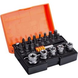 Bahco - Jeu de 26 douilles, embouts standard 1/4 pour vis à fente,vis Phillips,Pozidriv,TORX,vis 6