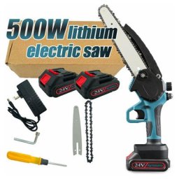 Mini Tronçonneuse Tilswall 8 Pouces Tronçonneuse Électrique sans Fil, avec 2 Batteries 1300mAh,