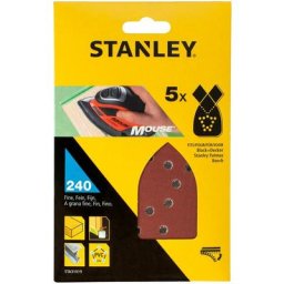 Stanley - 5 abrasifs corindons qualité supérieure Mouse grain 240 STA31019-XJ