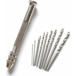 Mini Perceuse à Main avec 10 PCS Micro Forets Hélicoïdaux pour Figurines (de 0.8-3.0mm), Mini Micro